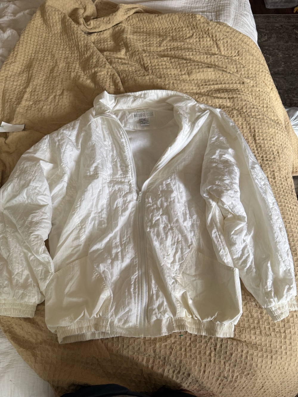 White Zip-Front Bomber Jacket — Classic Lightweight Style